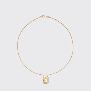 WHITE MOTHER OF PEARL YELLOW GOLD LETTER NECKLACE>Boochier Hot