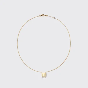 WHITE MOTHER OF PEARL YELLOW GOLD MINI LETTER NECKLACE>Boochier Discount