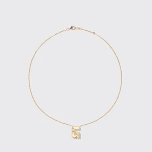 WHITE MOTHER OF PEARL YELLOW GOLD LETTER NECKLACE>Boochier Hot