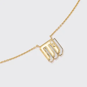 WHITE MOTHER OF PEARL YELLOW GOLD MINI LETTER NECKLACE>Boochier Discount