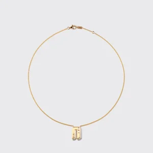 WHITE MOTHER OF PEARL YELLOW GOLD LETTER NECKLACE>Boochier Hot