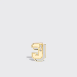 WHITE MOTHER OF PEARL YELLOW GOLD MINI LETTER MONO STUD>Boochier Best