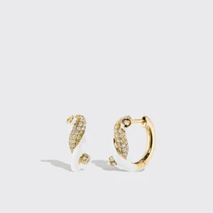 WHITE SMALL FRUIT HOOPS EARRINGS>Boochier Fashion