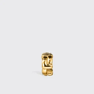 YELLOW GOLD ARCADE DOUBLE ETERNITY LOCK EARRING HUGGIES>Boochier Online