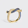 YELLOW GOLD BLUE SAPPHIRE AND DIAMOND TIES RING>Boochier Online