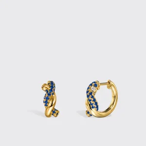 YELLOW GOLD BLUE SAPPHIRE SMALL TIES EARRINGS>Boochier Sale