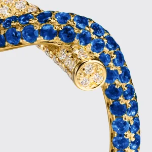 YELLOW GOLD BLUE SAPPHIRE AND DIAMOND TIES RING>Boochier Online
