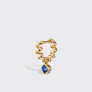 YELLOW GOLD BLUE SAPPHIRE SLINKEE DROPS EARRINGS>Boochier Fashion