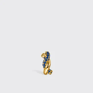 YELLOW GOLD BLUE SAPPHIRE SMALL TIES EARRINGS>Boochier Sale