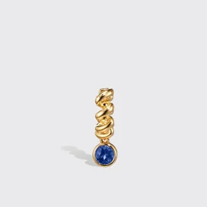 YELLOW GOLD BLUE SAPPHIRE SLINKEE DROPS EARRINGS>Boochier Fashion