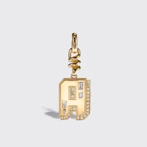 YELLOW GOLD DIAMOND LETTER AND NUMBER CHARM>Boochier Best