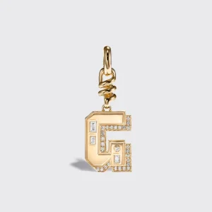 YELLOW GOLD DIAMOND LETTER AND NUMBER CHARM>Boochier Best