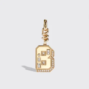 YELLOW GOLD DIAMOND LETTER AND NUMBER CHARM>Boochier Best