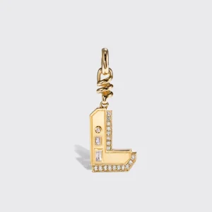 YELLOW GOLD DIAMOND LETTER AND NUMBER CHARM>Boochier Best