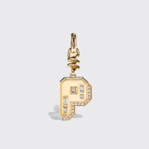 YELLOW GOLD DIAMOND LETTER AND NUMBER CHARM>Boochier Best