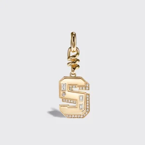 YELLOW GOLD DIAMOND LETTER AND NUMBER CHARM>Boochier Best