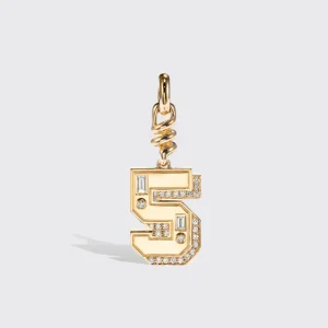 YELLOW GOLD DIAMOND LETTER AND NUMBER CHARM>Boochier Best