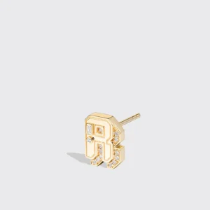 YELLOW GOLD DIAMOND MINI LETTER MONO STUD>Boochier Sale
