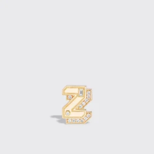 YELLOW GOLD DIAMOND MINI LETTER MONO STUD>Boochier Sale