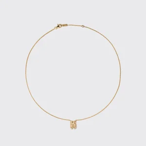 YELLOW GOLD DIAMOND MINI LETTER NECKLACE>Boochier Fashion