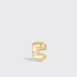 YELLOW GOLD DIAMOND MINI LETTER MONO STUD>Boochier Sale