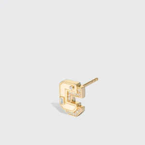 YELLOW GOLD DIAMOND MINI LETTER MONO STUD>Boochier Sale
