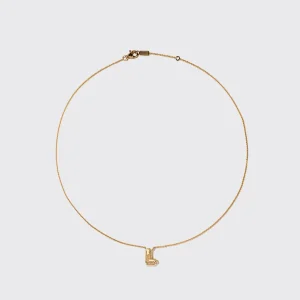 YELLOW GOLD DIAMOND MINI LETTER NECKLACE>Boochier Fashion