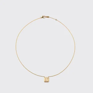 YELLOW GOLD DIAMOND MINI LETTER NECKLACE>Boochier Fashion