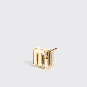 YELLOW GOLD DIAMOND MINI LETTER MONO STUD>Boochier Sale