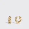 YELLOW GOLD DIAMOND SLINKEE HUGGIE EARRINGS>Boochier New