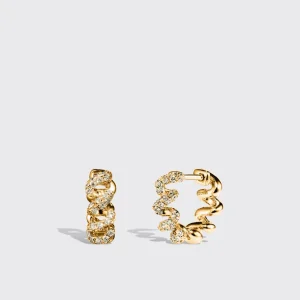YELLOW GOLD DIAMOND SLINKEE HUGGIE EARRINGS>Boochier New