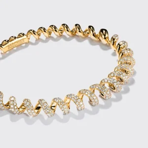 YELLOW GOLD DIAMOND SLINKEE BANGLE>Boochier Online