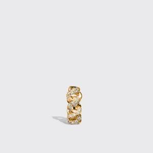 YELLOW GOLD DIAMOND SLINKEE HUGGIE EARRINGS>Boochier New