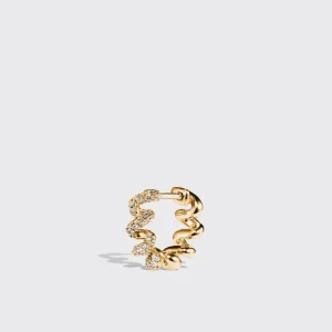 YELLOW GOLD DIAMOND SLINKEE HUGGIE EARRINGS>Boochier New
