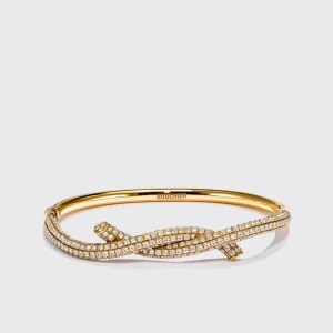 YELLOW GOLD DIAMOND TIES BANGLE>Boochier Fashion