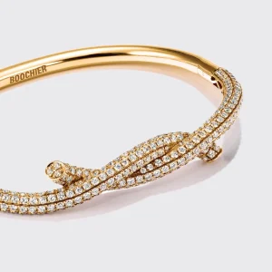 YELLOW GOLD DIAMOND TIES BANGLE>Boochier Fashion