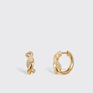 YELLOW GOLD DIAMONDS SMALL TIES EARRING>Boochier Fashion
