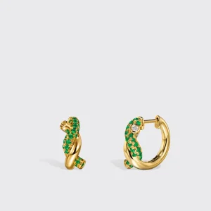 YELLOW GOLD EMERALD SMALL TIES EARRINGS>Boochier Fashion