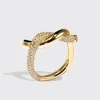 YELLOW GOLD HALF DIAMOND TIES RING>Boochier Online