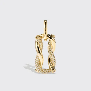 YELLOW GOLD JUMBO HALF DIAMOND TIES PENDANT>Boochier Clearance