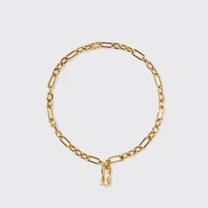 YELLOW GOLD JUMBO HALF DIAMOND TIES PENDANT CHAIN NECKLACE [DETACHABLE]>Boochier Online