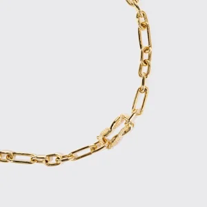 YELLOW GOLD JUMBO HALF DIAMOND TIES PENDANT CHAIN NECKLACE [DETACHABLE]>Boochier Online