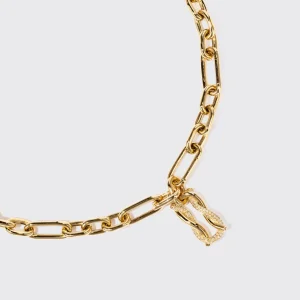 YELLOW GOLD JUMBO HALF DIAMOND TIES PENDANT CHAIN NECKLACE [DETACHABLE]>Boochier Online