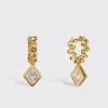 YELLOW GOLD KITE DIAMOND SLINKEE DROPS HUGGIE EARRINGS>Boochier Hot