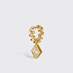 YELLOW GOLD KITE DIAMOND SLINKEE DROPS HUGGIE EARRINGS>Boochier Hot