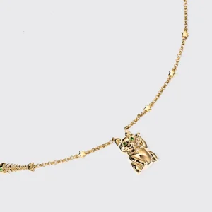 YELLOW GOLD LUCKY CAT DIAMOND NECKLACE>Boochier New