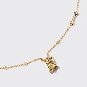 YELLOW GOLD LUCKY PUP DIAMOND NECKLACE>Boochier Online