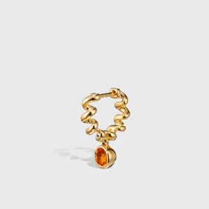 YELLOW GOLD ORANGE SAPPHIRE SLINKEE DROPS EARRINGS>Boochier Outlet