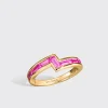 YELLOW GOLD PINK SAPPHIRE ARCADE STACKABLE RING>Boochier Online