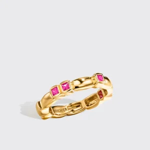 YELLOW GOLD PINK SAPPHIRE ARCADE ETERNITY RING>Boochier Clearance